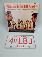 LBJ items- license plate, album