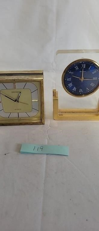 Vintage Seiko and Bulova desk clocks