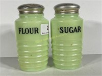 Green Jadeite Flour And Sugar Shakers