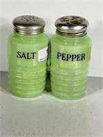 Green Jadeite Salt And Pepper Shakers