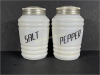 White Glass Salt And Pepper Shakers