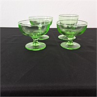 4 PIECE GREEN GLASSWARE