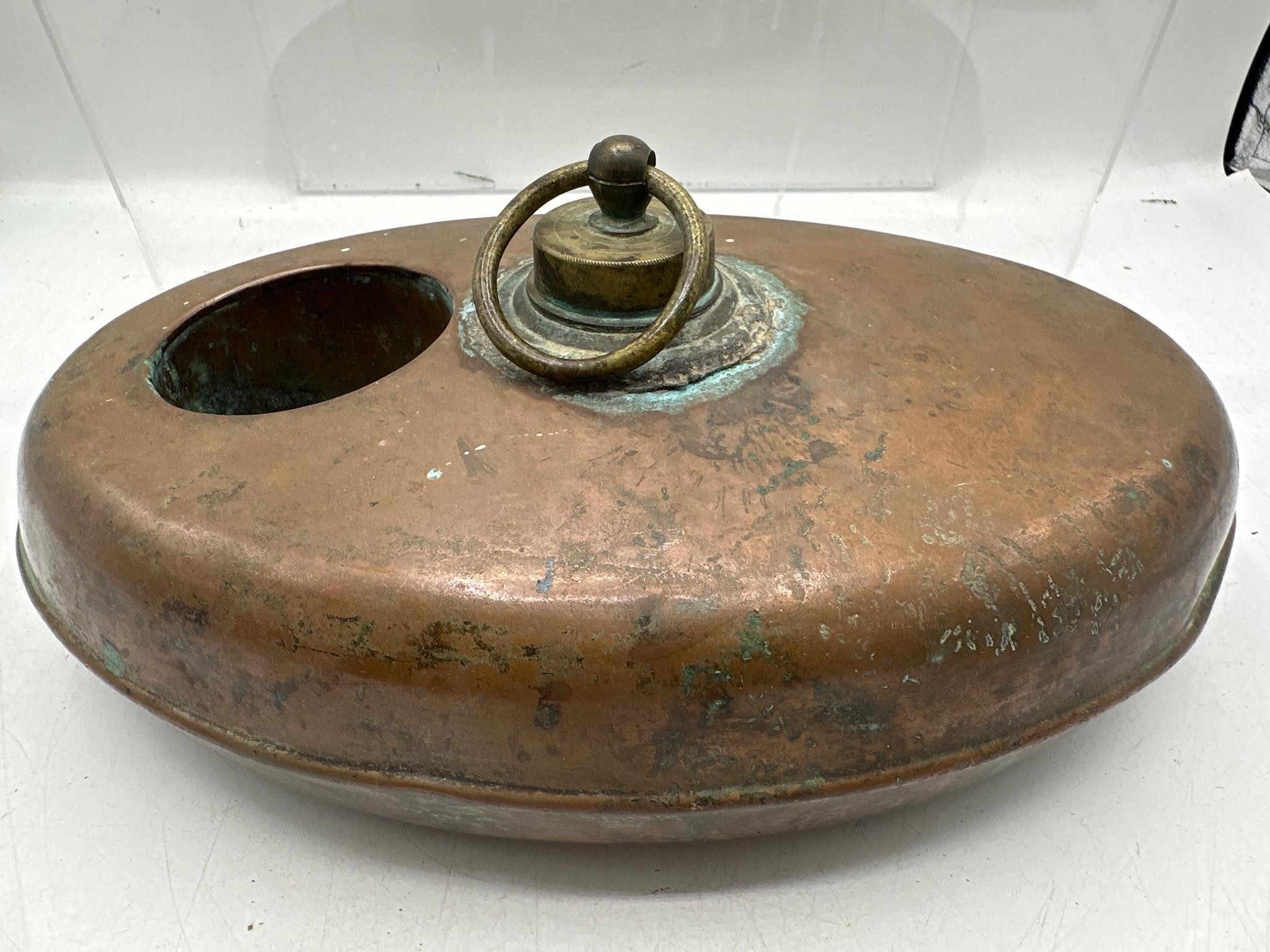 Antique copper bed warmer