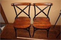 Pair of Wood and Metal Chairs