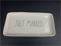 JUST MARRIED Ceramic Platter 14.5 x 7.5"