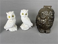 Glass Owls, Cream & Sugar Pours, Frosted Glass
