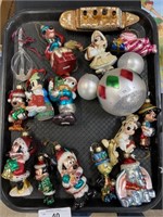Lot of blown glass type Disney ornaments.