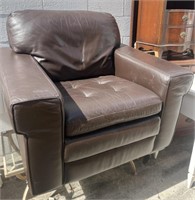 Brown leather tufted arm chair 
41” wide 36”