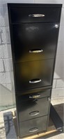 Black 6 drawer file cabinet with keys 14.25” wide