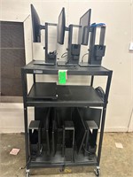9 Assorted Monitors on Stands (Cart NOT Included)