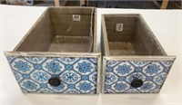 2 New Wooden Drawer Style Planters w/Liners