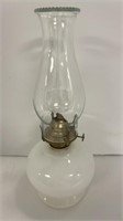 Vintage oil lamp w/ milk glass bottom