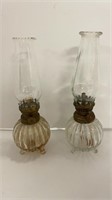 (2) small vintage oil lamps