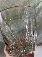 Clear Glass Floral Etched Ice Bucket