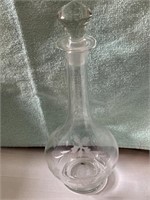 12" Clear Glass Etched Decanter