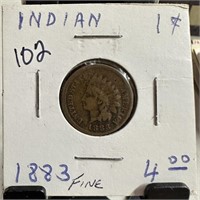 1883 INDIAN HEAD PENNY CENT