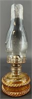 Antique Amber Bow&Rope Oil Lamp Uv Reactive Under