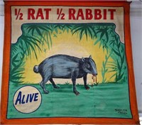 1/2 RAT 1/2 RABBIT SIDESHOW BANNER