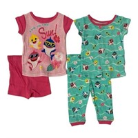 Baby Shark Unisex 4 Piece Cotton Pajama Set - 3T