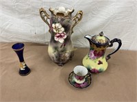Vintage decorative vase and tea set