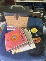 45 RPM Vinyl Music Records & Vintage Case