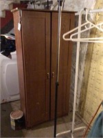 Cabinet and 2 clothes hanging racks