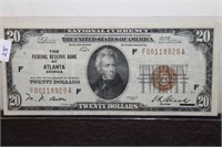 1929 NATIONAL CURRENCY 20 DOLLAR BILL