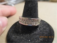 925 Silver Band Ring w/Clear Stones-6.0 g