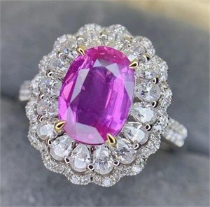 2ct natural pink sapphire ring ring 18k gold