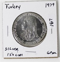 TURKEY 1979 SILVER 150 LIRE    GEM