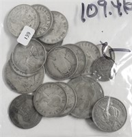 109.46 GRAMS OF FOREIGN SILVER COINS