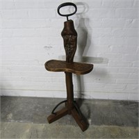Primitive ice tong wood stand.