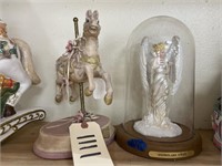 Angel Under Glass & Carousel Horse 10"