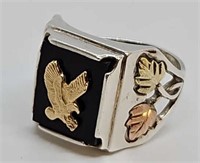 Jewelry - Sterling & 14KT Gold & Onyx Ring