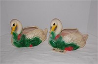 2 Ceramic Swan Planters