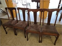 SET OF 4 OAK T BACK DINING CHAIRS