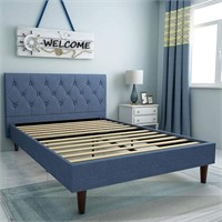 Upholstered Platform Bed Frame Wood Stat Support