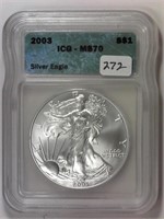 2003 ICG MS70 American Silver Eagle