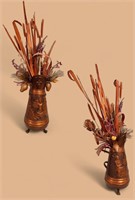 FRENCH FLEUR de LIS COPPER EWER with DRY FLOWERS