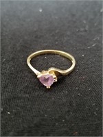 10K Gold Ring With Purple Stone