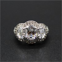 Sterling Silver 3 Faux Diamond Ring