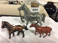 Lot of Three Pot Metal Toy Horses