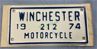 New old stock Winchester motorcycle plate.