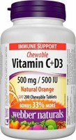 Webber Naturals Chewable Vitamin C+D3 500mg