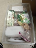 Box of catering supplies.