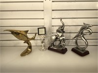 Brass marine statue, 2 Herco statues & picture