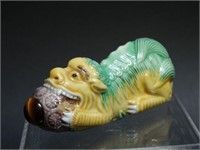 Chinese Sancai Glazed Figural Snuff Bottle