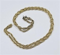 Vermeil Gold Over Sterling Silver Rope Chain