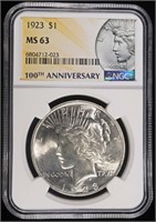 1923 PEACE DOLLAR NGC MS63, 100TH ANNIVERSARY