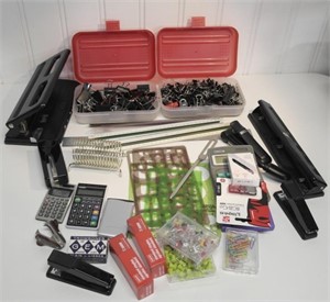 LARGE AMOUNT OF OFFICE SUPPLIES-STAPLER, ETC